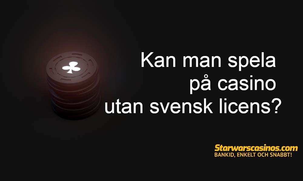 Fråga om att spela på casino utan svensk licens, med en hög pokermarkör belysta uppifrån.