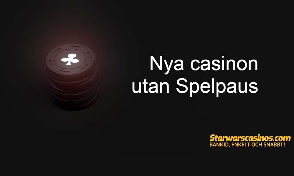 Stack av kasinomarker med svensk text som antyder nya utländska casinon utan "spelpaus" och logotyp för starwarscasinos.