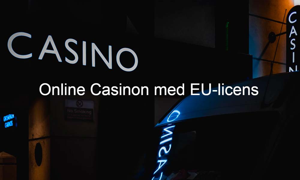 Upplyst kasinoskylt med text som markerar ett onlinecasino med MGA-licens.