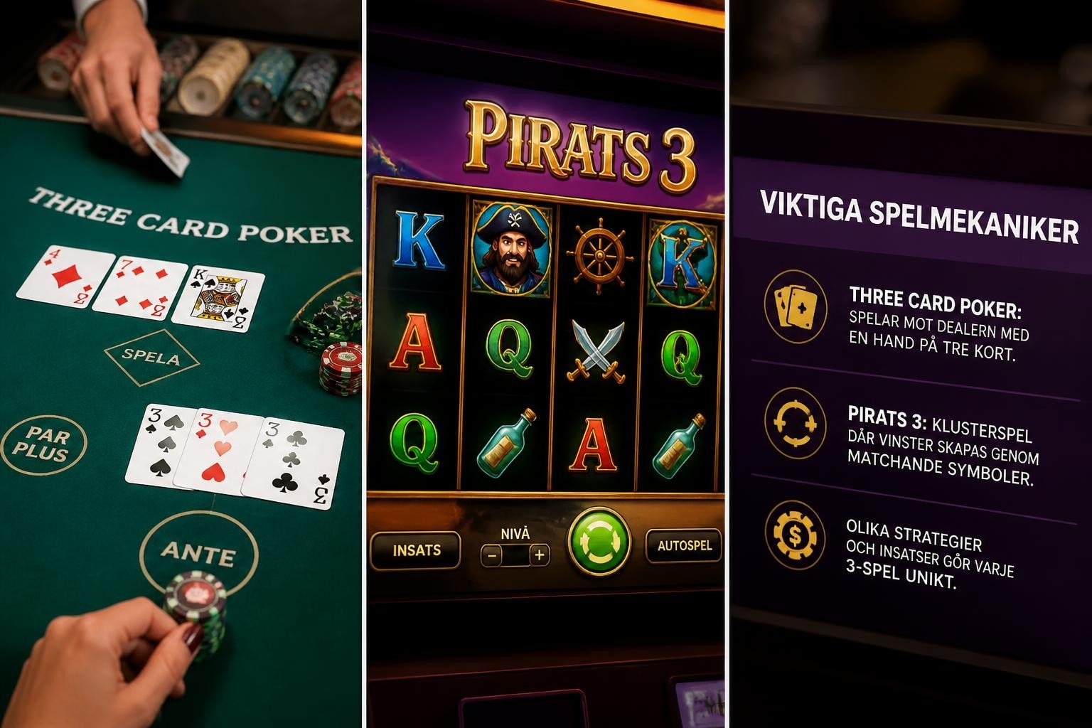 Casino 3: Guide till Three Card Poker och Spelautomater 2026